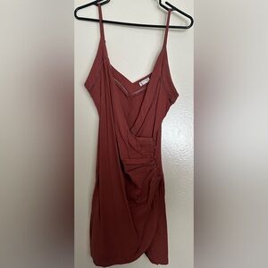 FP Intimately Rust Tulip Hem Wrap Dress with Button Closure